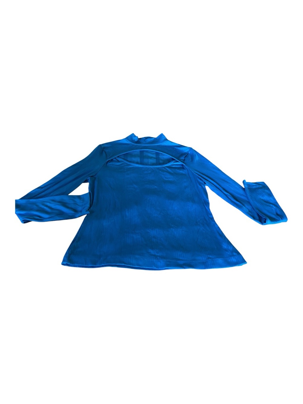 NWOT Intempo Bright Blue Long Sleeve Ribbed Keyhole Top Sz L